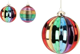 JK Home Décor - Μπάλα Μulti Γυάλινη 12cm 2Σχδ (Thumb 1)