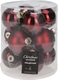 JK Home Décor - Μπάλα Γυάλινη Μπορντώ 6cm S/12 (Thumb 1)