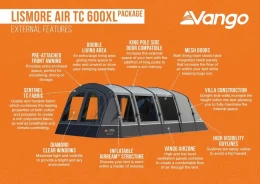 VANGO Lismore Air TC 600XL Package, Φουσκωτή σκηνή 6 ατόμων, 705 x 380 x 210(ύψος) cm, (Thumb 4)