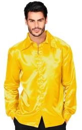 Αποκριάτικο Ανδρικό Κίτρινο Satin Πουκάμισο Disco 319560 (Thumb 1)