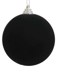 JK Home Décor - Μπάλα Flock Πλαστική Μαύρη 10cm S/4 (Thumb 1)