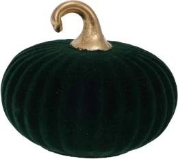 JK Home Décor - Κολοκύθα από Γυαλί με Βελούδο Πράσινο 12x11cm (Thumb 1)