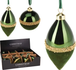 JK Home Décor - Στολίδι με Βελούδο Πράσινο 8cm 3Σχδ (Thumb 1)