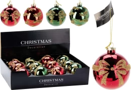 JK Home Décor - Μπάλα Χριστουγέννων Bow από Γυαλί 8cm 4Σχδ (Thumb 1)