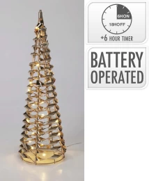 JK Home Décor - Δέντρο Κώνος 30LED Μέταλλο Χρυσό 12x40cm (Thumb 1)