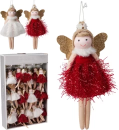 JK Home Décor - Στολίδι Νεράιδα από Ύφασμα 17cm 2Σχδ (Thumb 1)