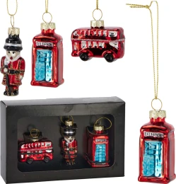 JK Home Décor - Στολίδια Λονδίνο από Γυαλί 5x7cm S/3 (Thumb 1)