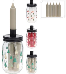 JK Home Décor - Κερί με Κηροπήγιο σε Βάζο 8x16cm Κερί 2x12cm 3Σχδ S/6 (Thumb 1)