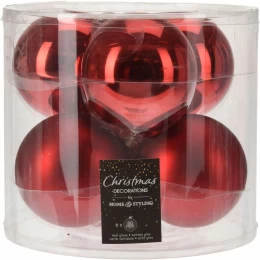 JK Home Décor - Μπάλα Γυάλινη Κόκκινη 8cm S/6 (Thumb 1)