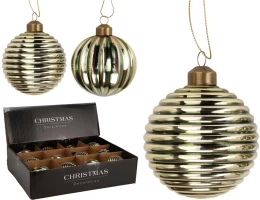 JK Home Décor - Μπάλα Χριστουγέννων από Γυαλί με Σχέδιο σε Χρυσό 8cm 2Σχδ (Thumb 1)