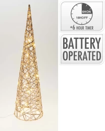 JK Home Décor - Δέντρο Κώνος 30LED Μέταλλο Χρυσό 16x60cm (Thumb 1)