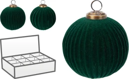 JK Home Décor - Μπάλα Χριστουγέννων Βελούδο & Γυαλί Πράσινο 10cm (Thumb 1)