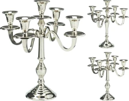 JK Home Décor - Κηροπήγιο 5-Θέσεων Ασημί 29x10x30cm 2Σχδ (Thumb 1)