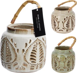 JΚ Home Decor - Φανάρι Πορσελάνη με Μπαμπού (Thumb 1)