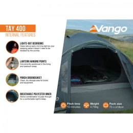 VANGO Tay 400, Σκηνή 4 ατόμων, 300 x 250 x 140(ύψος) cm, TEUTAY000000001 /Deep Blue (Thumb 6)