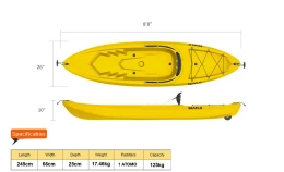 Adult+Kid Kayak Yellow SEAFLO Καγιάκ από Πολυαιθυλένιο HDPE ένας ενήλικας + ένα παιδί, (Thumb 6)