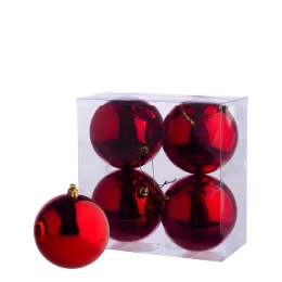 JΚ Home Décor - Μπάλα Πλαστική Κόκκινη S/4 10cm (Thumb 1)