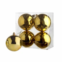 JΚ Home Décor - Μπάλα Πλαστική Χρυσή S/4 10cm (Thumb 1)