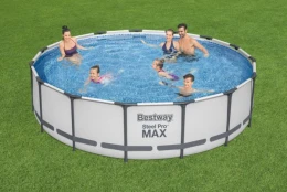 Power Steel Pro Max POOL SET BESTWAY Στρογγυλή Πισίνα PVC με Μεταλλικό Σκελετό, Αντλία (Thumb 2)