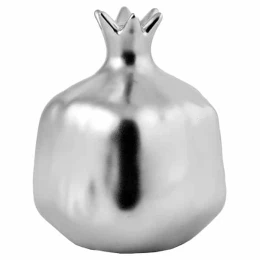 JΚ Home Décor - Ρόδι Κεραμικό Ασημί Στολίδι 12x16cm (Thumb 1)