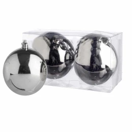 JΚ Home Décor - Μπάλα Πλαστική Ασημί S/2 12cm (Thumb 1)