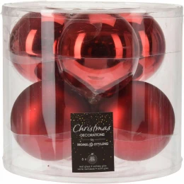 JK Home Décor - Μπάλα Γυάλινη Κόκκινη 8cm S/6 (Thumb 1)