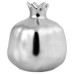 JΚ Home Décor - Ρόδι Κεραμικό Ασημί Διακοσμητικό 10x12cm (Thumb 1)