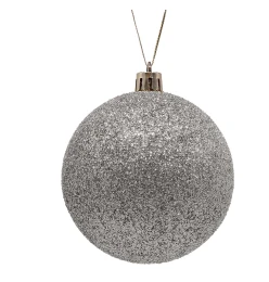 JΚ Home Décor - Μπάλα Πλαστική Ασημί Με Glitter S/6 8cm (Thumb 1)