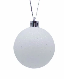 JΚ Home Décor - Μπάλα Πλαστική Λευκή Με Glitter S/4 10cm (Thumb 1)
