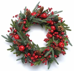 JK Home Décor - Στεφάνι με Berries-Μήλα-Κουκουνάρια 55cm (Thumb 1)