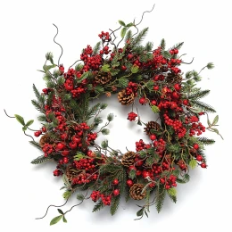 JK Home Décor - Στεφάνι με Berries & Κουκουνάρια 55cm (Thumb 1)