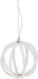 JK Home Décor - Μπάλα Χριστουγέννων με Χάντρες Ασημί 8cm (Thumb 1)