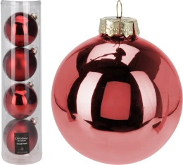 JK Home Décor - Μπάλα Γυάλινη Κόκκινη 10cm S/4 (Thumb 1)