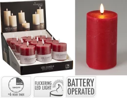 Κόκκινο Κερί Led 7.5x12.5cm με Χρονοδιακόπτη Λειτουργίας 177849 (Thumb 1)