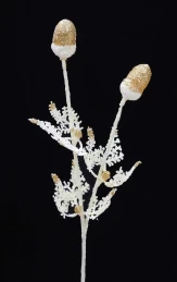 Χριστουγεννιάτικο Λουλούδι Κλαδί Κρέμ Χιονισμένο 55cm 50404 (Thumb 1)