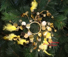 Χριστουγεννιάτικο Στεφάνι Κηροπηγίου 23cm 32093 Gold (Thumb 2)