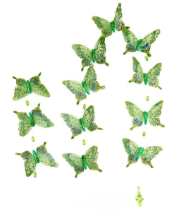Γιρλάντα με 12 Πεταλούδες Οργάντζα Πράσινες 180cm 31433 