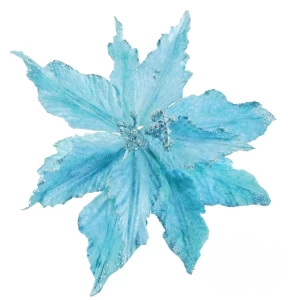 Χριστουγεννιάτικο Λουλούδι Στολίδι Αλεξανδρινό Γαλάζιο 25cm 143840