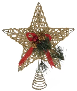 Χριστουγεννιάτικη Κορυφή Δέντρου Πλεχτό Αστέρι Στολισμένο 30cm 5641
