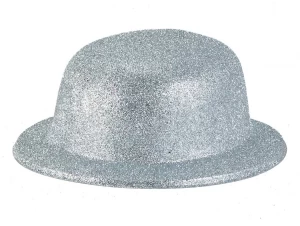 Αποκριάτικο Καπέλο Στρογγυλό Ασημί με Glitter 315781b