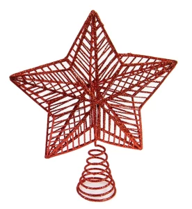 Χριστουγεννιάτικη Κορυφή Δέντρου Μεταλλικό Αστέρι Κόκκινο 24cm 5541c