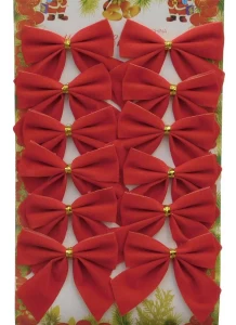 Σετ 12 τεμ. Χριστουγεννιάτικα Φιογκάκια Κόκκινα 6x h5cm 236307