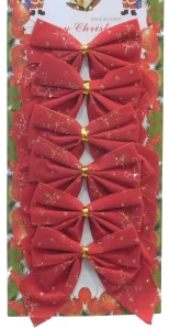 Σετ 6 τεμ. Χριστουγεννιάτικα Φιογκάκια Κόκκινα 8.5x h9cm 236308