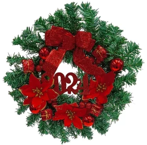 Χριστουγεννιάτικο Στεφάνι Κόκκινο Στολισμένο με Χρονολογία 30cm 236325