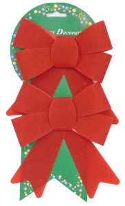 Σετ 2 τεμ. Χριστουγεννιάτικα Φιογκάκια Κόκκινα 15x h16.5cm 236361