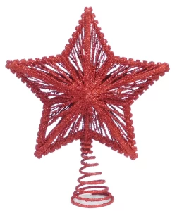 Χριστουγεννιάτικη Κορυφή Δέντρου Μεταλλικό Αστέρι Κόκκινο 24cm 5540-4