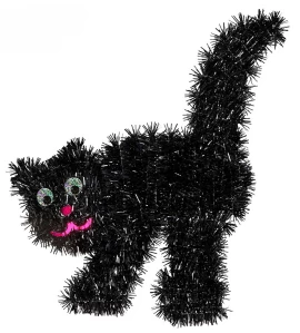 Μαύρη Γάτα Tinsel Halloween Κρεμαστό Διακοσμητικό 30x36cm  317836