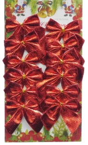 Σετ 12 τεμ. Χριστουγεννιάτικα Φιογκάκια Κόκκινα 5.5x h6cm 237022