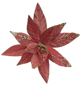 Χριστουγεννιάτικο Διακοσμητικό Λουλούδι Σομόν 34cm 203574