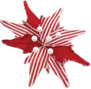 Χριστουγεννιάτικο Διακοσμητικό Λουλούδι Κόκκινο Άσπρο 29cm 224176